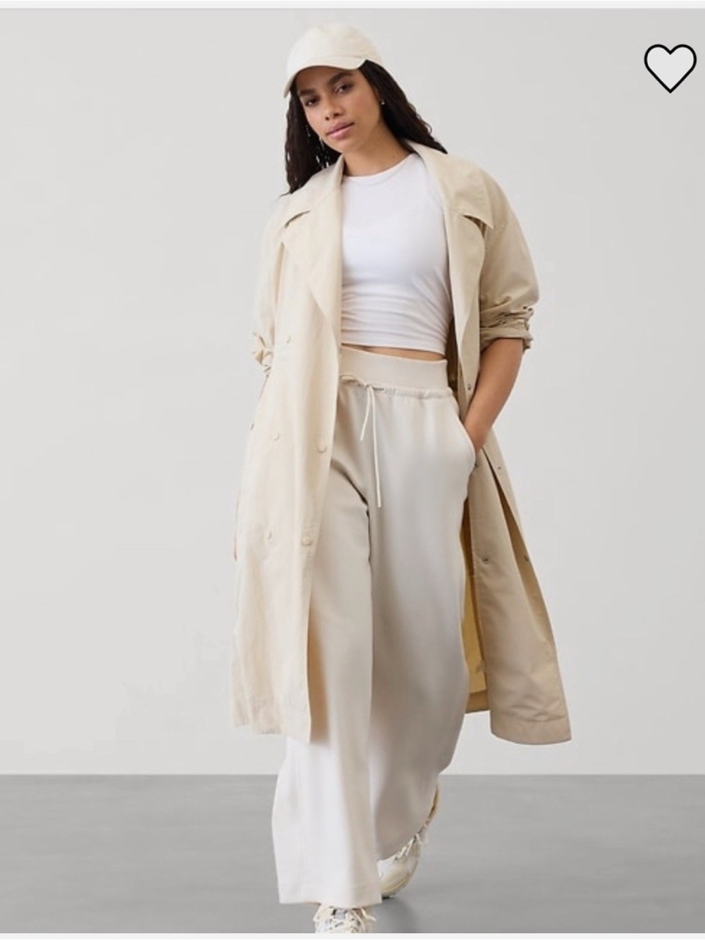 Athleta Luna Trench Coat Beige Recycled Breathable Lightweight Jacket XL NEW